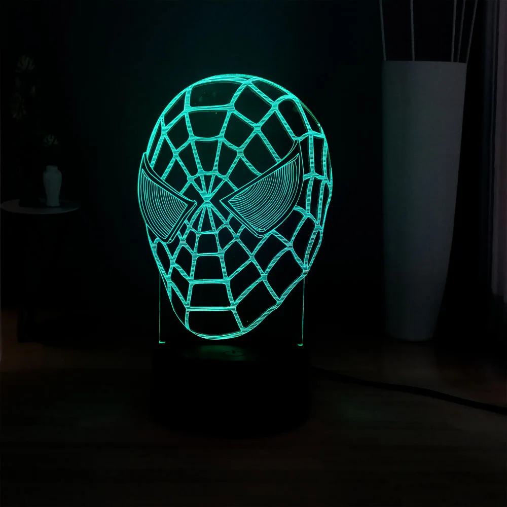 3D визуальная настольная лампа Marvel супергерой Человек-паук светодиодный ночник
