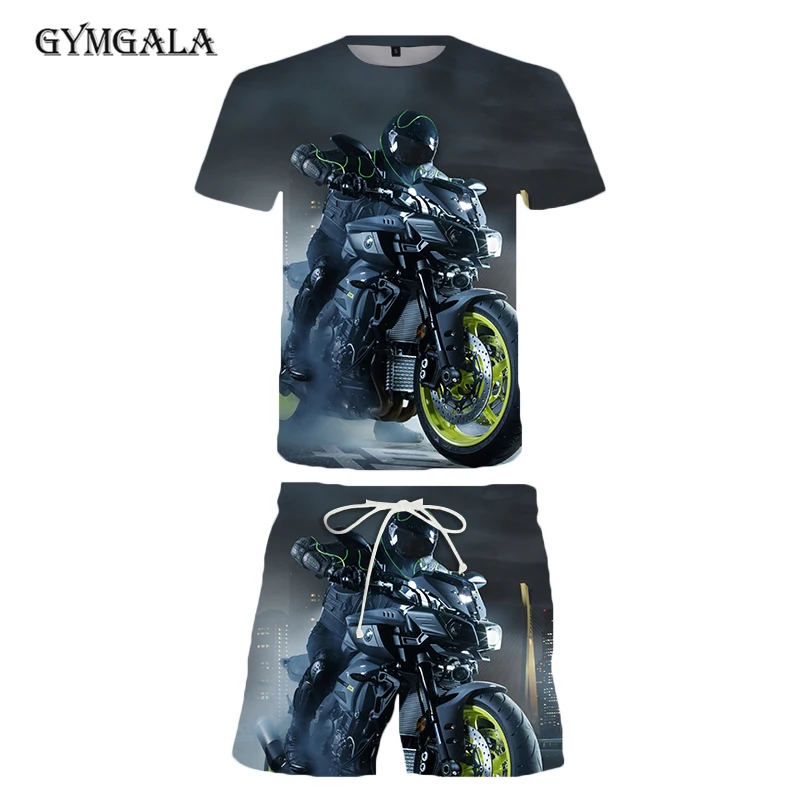 

Cool racing graphics T-shirt motorcycle 3D printed men's T-shirt summer fashion tops punk T-shirt Summer beach pants shorts suit