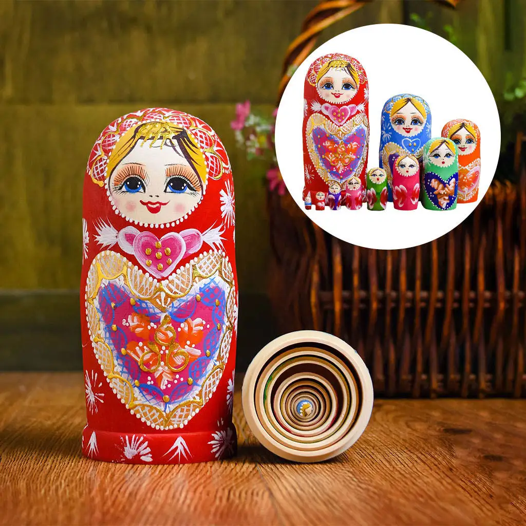 

10 шт./упаковка, Деревянные российские гнездовые куклы