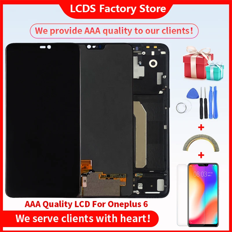 

Original Super AMOLED With Frame For Oneplus 6 LCD Display Screen For Oneplus 6 LCD With Frame Screen 10-Touch 6.28” 2280*1080