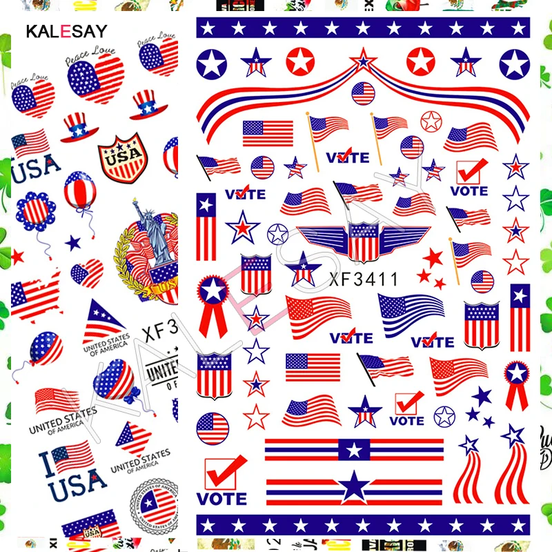 

Новый флаг звезды наклейка для ногтей для маникюра дизайн огненный Клевер Любовь Назад наклейка украшение для ногтей наклейки пламя