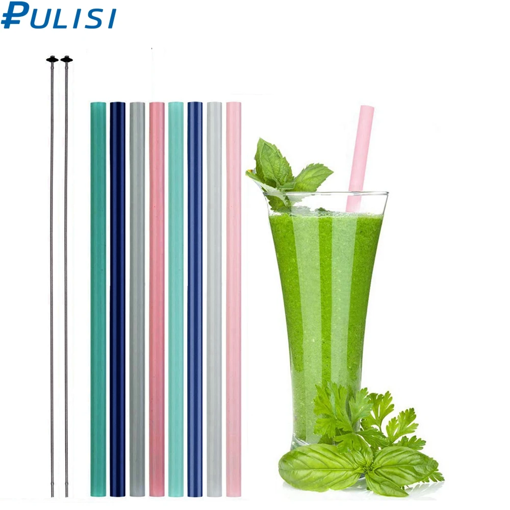 PULISI Reusable Silicone Drinking Straws Big Size Flexible with Cleaning Brushes for 30oz Tumblers Travel Home Drinks |