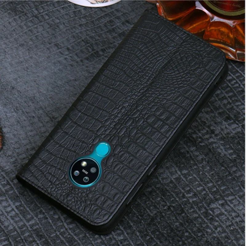 

Luxury Business Magnetic Holder Genuine Real Leather Flip Case For Nokia 7.2/Nokia 7.1/Nokia 7.1 Plus Phone Case Standing Coque