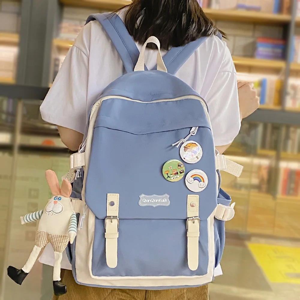 

Водонепроницаемые милые женские школьные ранцы, Дамский рюкзак для ноутбука в стиле Харадзюку, милые синие сумки для девушек, модные студен...