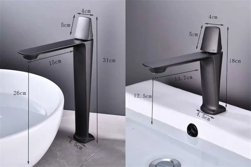 

Basin Faucets Black Brass Faucet Hot and Cold Bathroom Sink Faucet Deck Mounted Toilet Nickel/Grey Color Mixer Water Tap