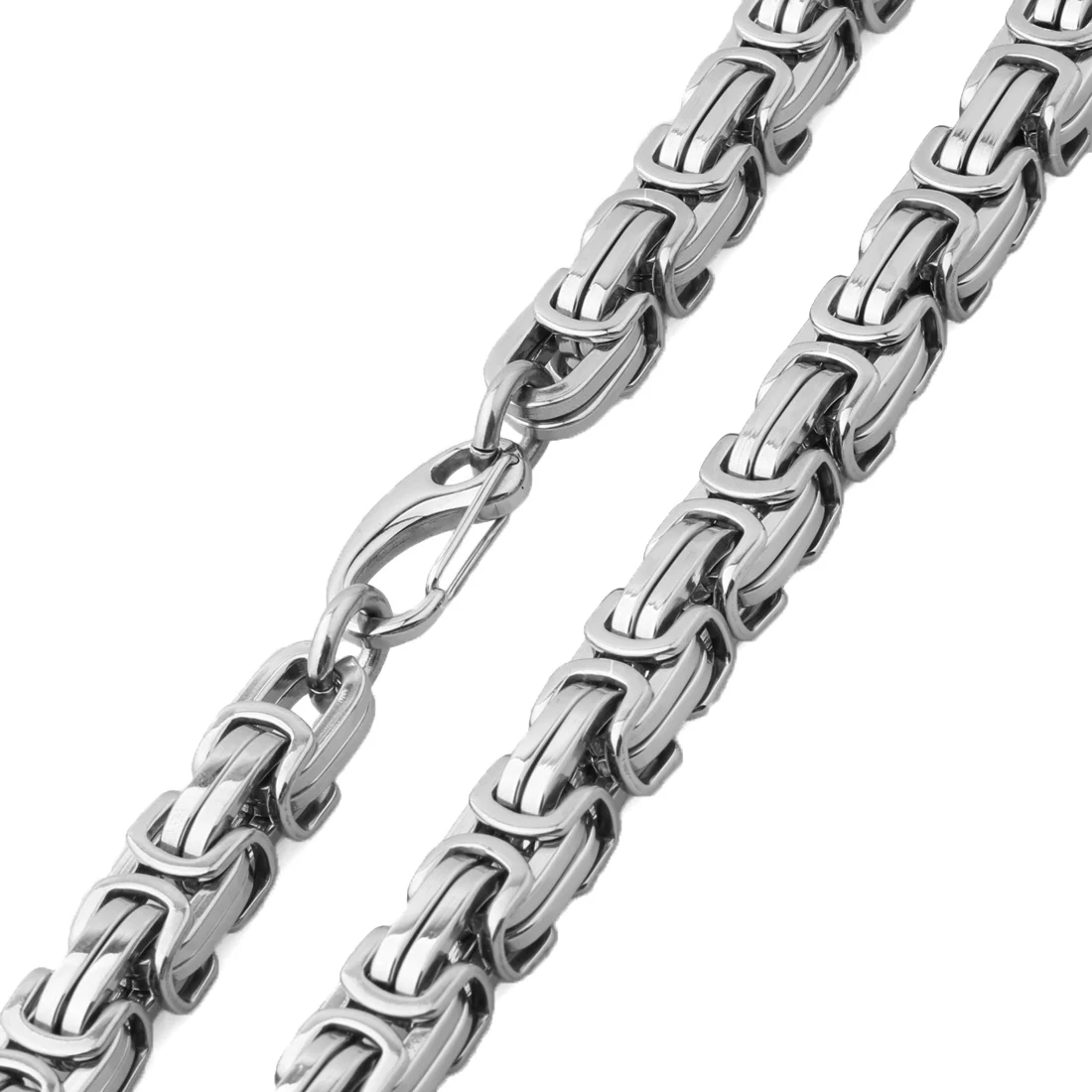 Мужская элегантная Византийская цепочка серебряного цвета массивное ожерелье