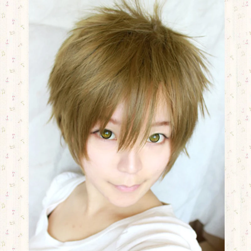 Парик для косплея Макото из аниме Чайная коричневая Тачибана + шапочка парика