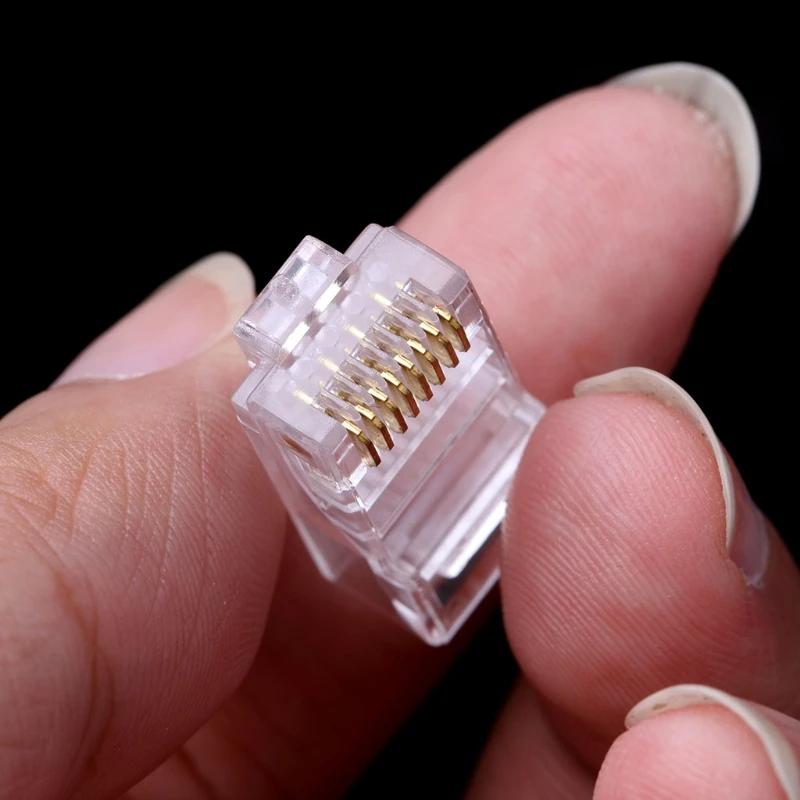 

10Pcs RJ45 8-Pin Connector CAT6 Network Cable Modular Ethernet Crystal Plugs