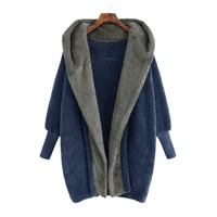 women coat contrast colors thick double sided plush casual winter jacket for daily wear