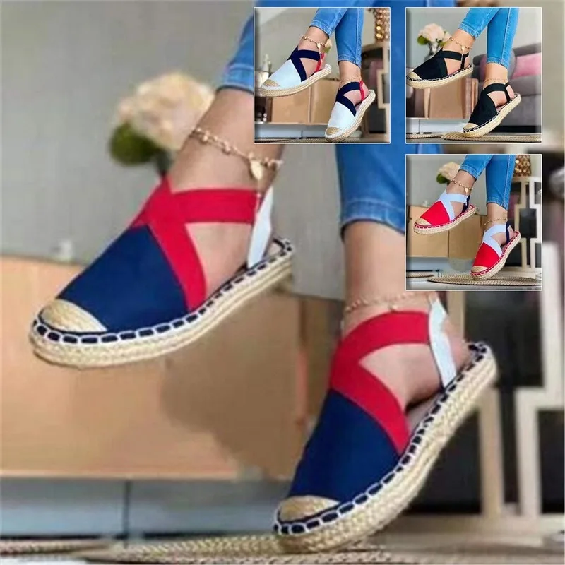 

Women Hemp Rope Bottom Women's Espadrilles High Heels Slip On Canvas Fisherman Summer Striped Platform Sandals Wedges Shoes For