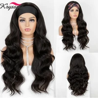 kryssma synthetic wig long wavy headband wigs for women body wave full machine wig fibre hair heat resistant cosplay wig