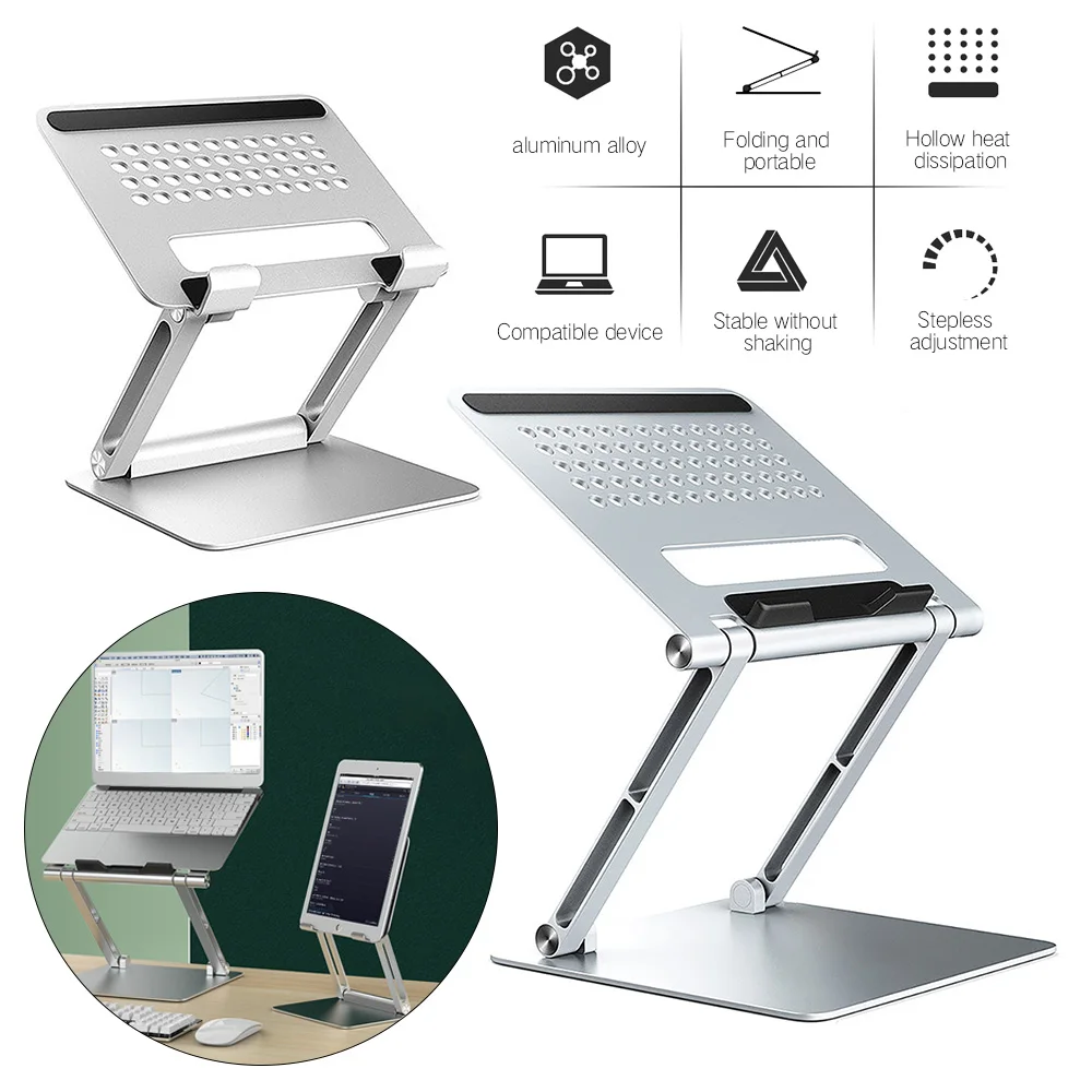 

Foldable Aluminium Laptop Stand Bracket Laptop Holder Laptop Holder for PC Notebook Alloy Base Heat Dissipation Anti-Skid Stand