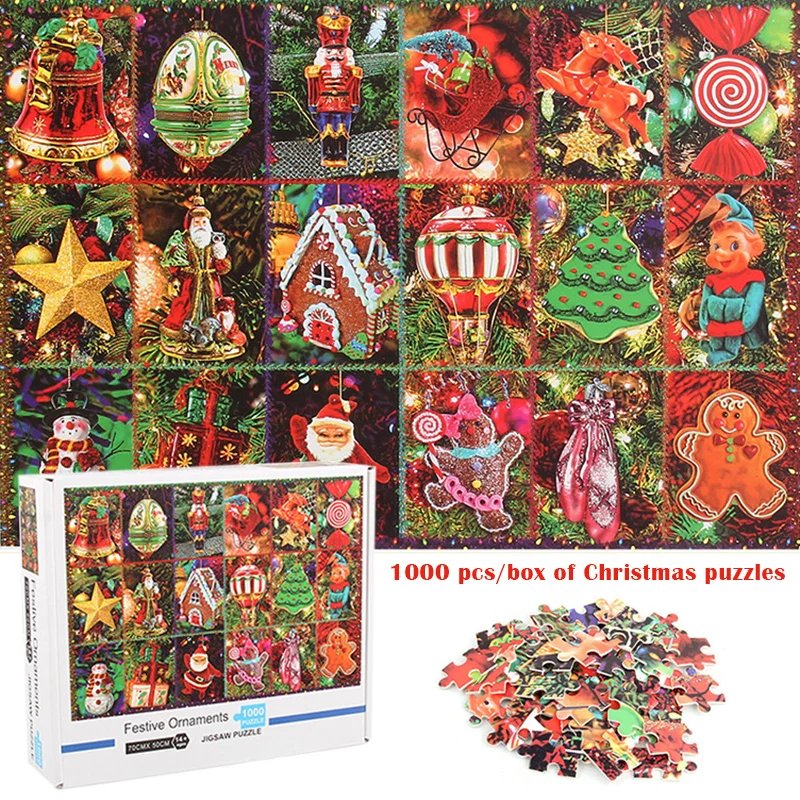 

Newly Happy Christmas 1000 Puzzle Pieces Christmas Theme Thickened Paper Jigsaw Puzzles for Adult Children VA88