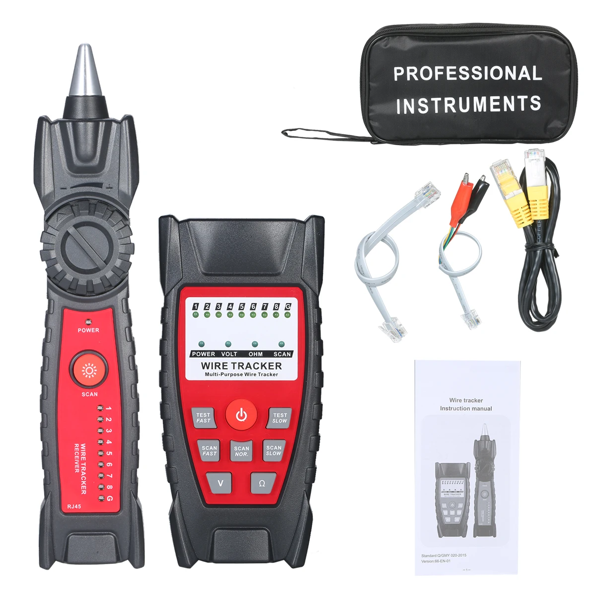 

Wire Tracker RJ11 RJ45 Cable Tester Telephone & Network Line Finder with Headphone Jack LED Light for Network Maintenance