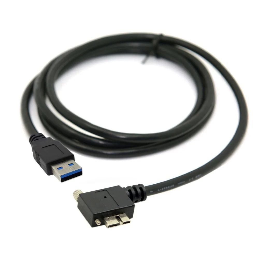 Кабель для передачи данных Micro USB3.0 1 2 м угловой 90 градусов с винтовым креплением к