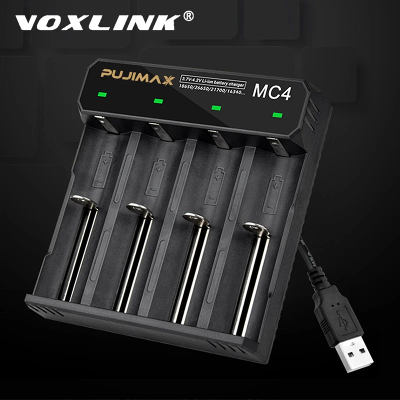 Зарядное устройство VOXLINK для аккумуляторов 18650 светодиодов 4 слота USB 26650 быстрая