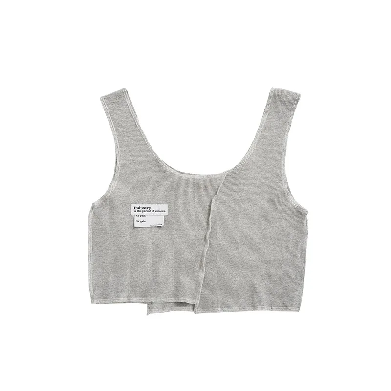 

2021 women's ins slim top T-shirt fake two-piece vest off shoulder thin women's T-shirt