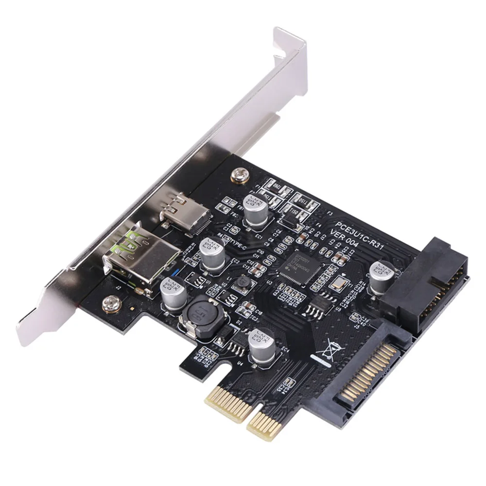 

PCI-E Riser Card PCI-E to USB 3.1 Type-C Extension PCI Express Card 19PIN Front USB Miner Expansion Card Adapter
