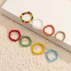 Набор колец 8 шт.компл. с цветными радужными бусинами, набор эластичных колец из веревки, женские модные ювелирные изделия, богемный летний пляжный стиль