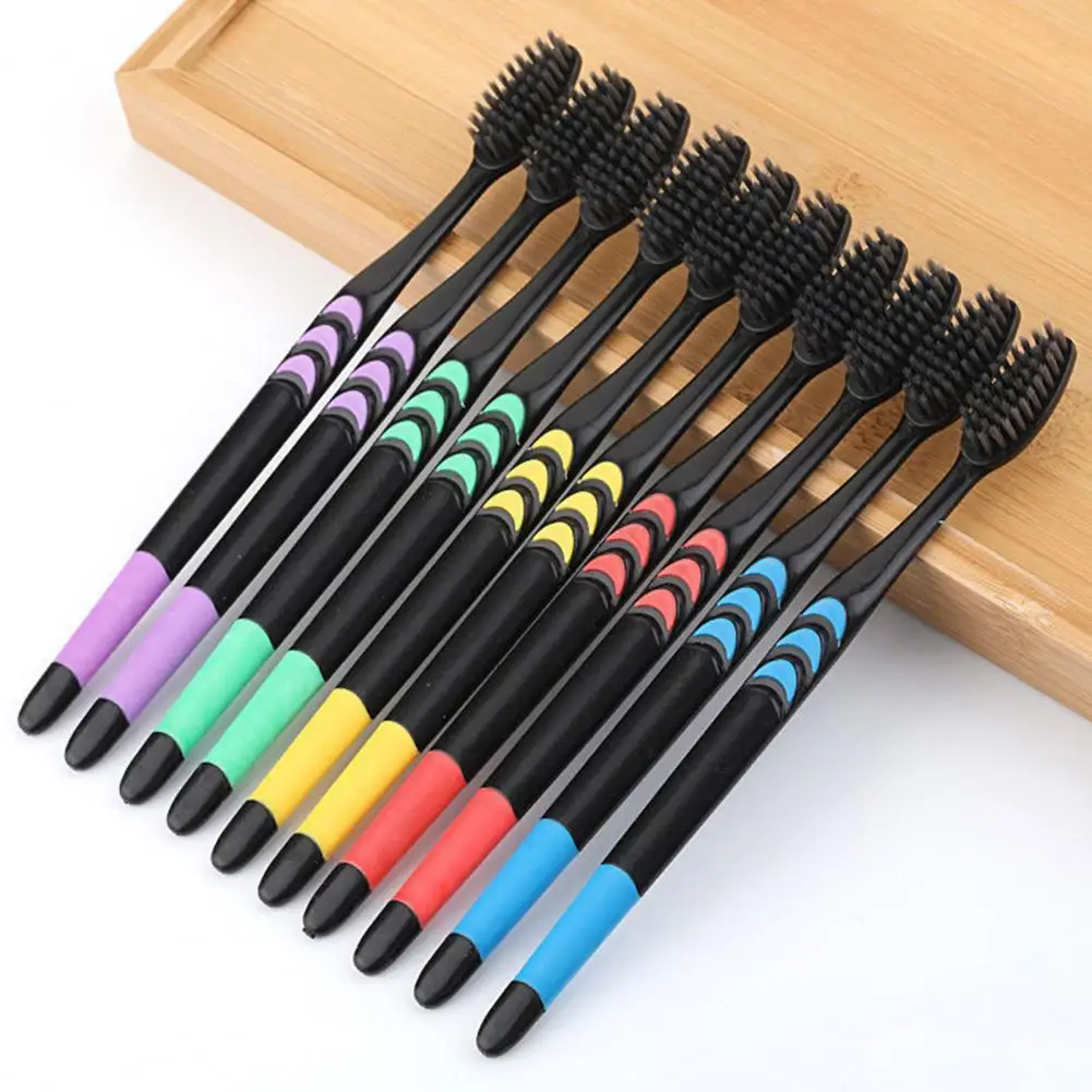 

10Pcs Rich Colors BPA Free Comfortable Grip Teeth Cleaning Manual Toothbrush Manual Toothbrushes for Family Use