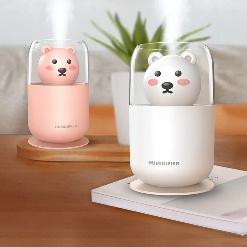 

New Humidifier Cute Pet Mini Household Small Moisturizing Sprayer Aroma Car Bear USB LED Colorful Lights Humidifier Mist Maker