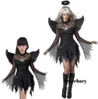 Женский костюм для костюмированной вечеринки для взрослых, карнавальный костюм черного ангела, карнавальный костюм на Хэллоуин, вечерние платья