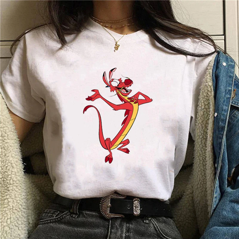 

Vogue Princess Mulan Women T Shirt Summer Tops Funny Cartoon Top T-shirt Cute Kawaii Aesthetic Clothing Girls Tops Tees 2021