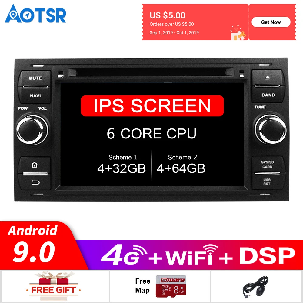 preço Android 9.0 Carro Gps Multimídia Rádio Para Ford C-MAX Fiesta Fusão Galáxia Trânsito Kuga Navegação Gps Rádio Unidade Central Multimídia