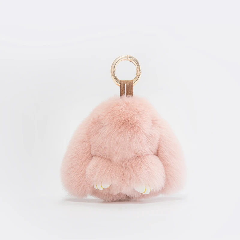 Real Rabbit Fur Bag Charm For Women Purse Car Key Chains Fashion Ornament Luxury Accessories For Handbags