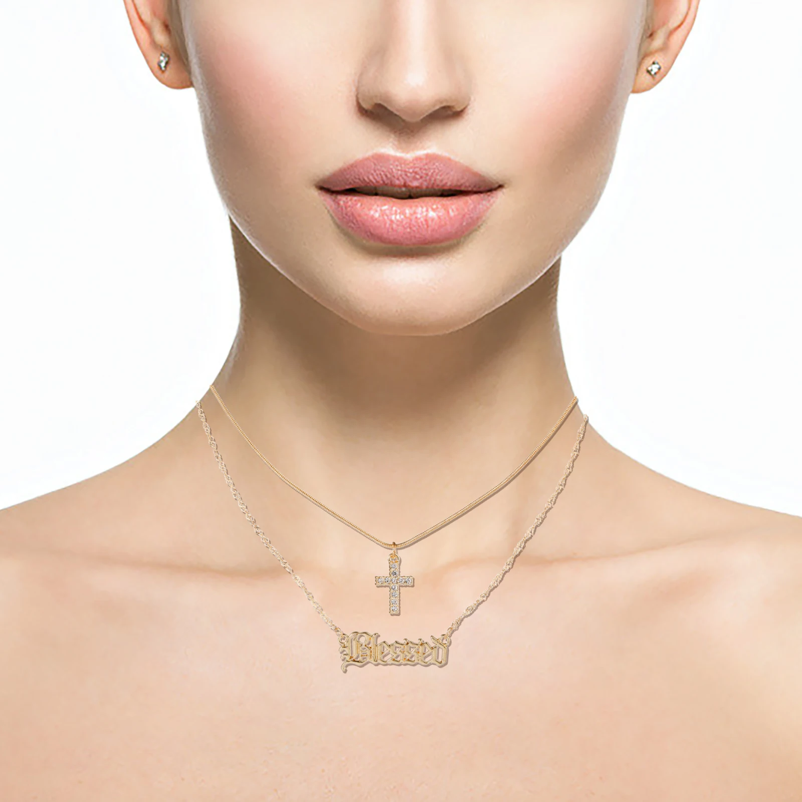 Винтажное готическое ожерелье с подвеской в виде креста кристаллами золотого