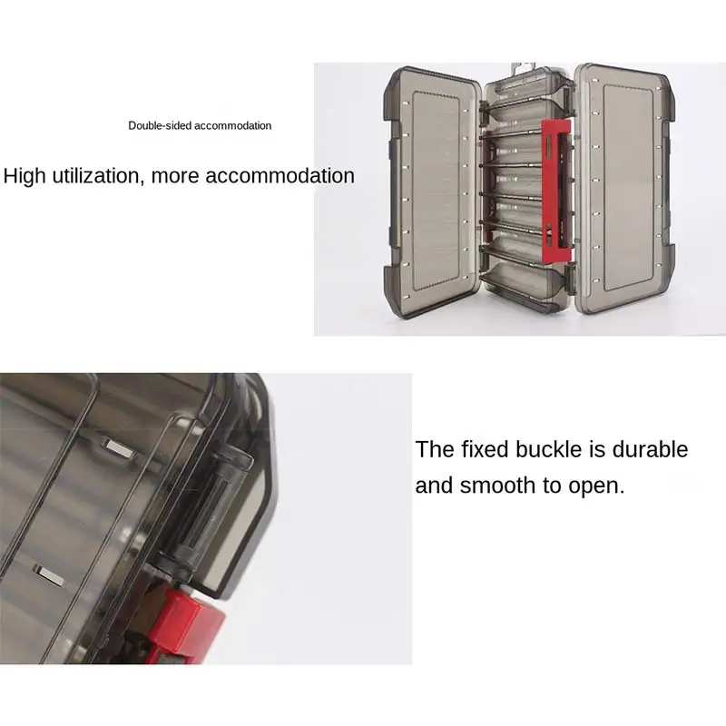 

Double Sided Fishing Tackle Box Compartments Bait Lure Hook Storage Box Fishing Accessories Plastic Storage Case