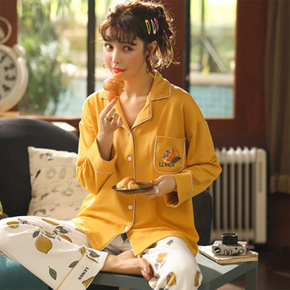 Женские пижамные комплекты домашняя одежда из 100% хлопка кардиган с длинными