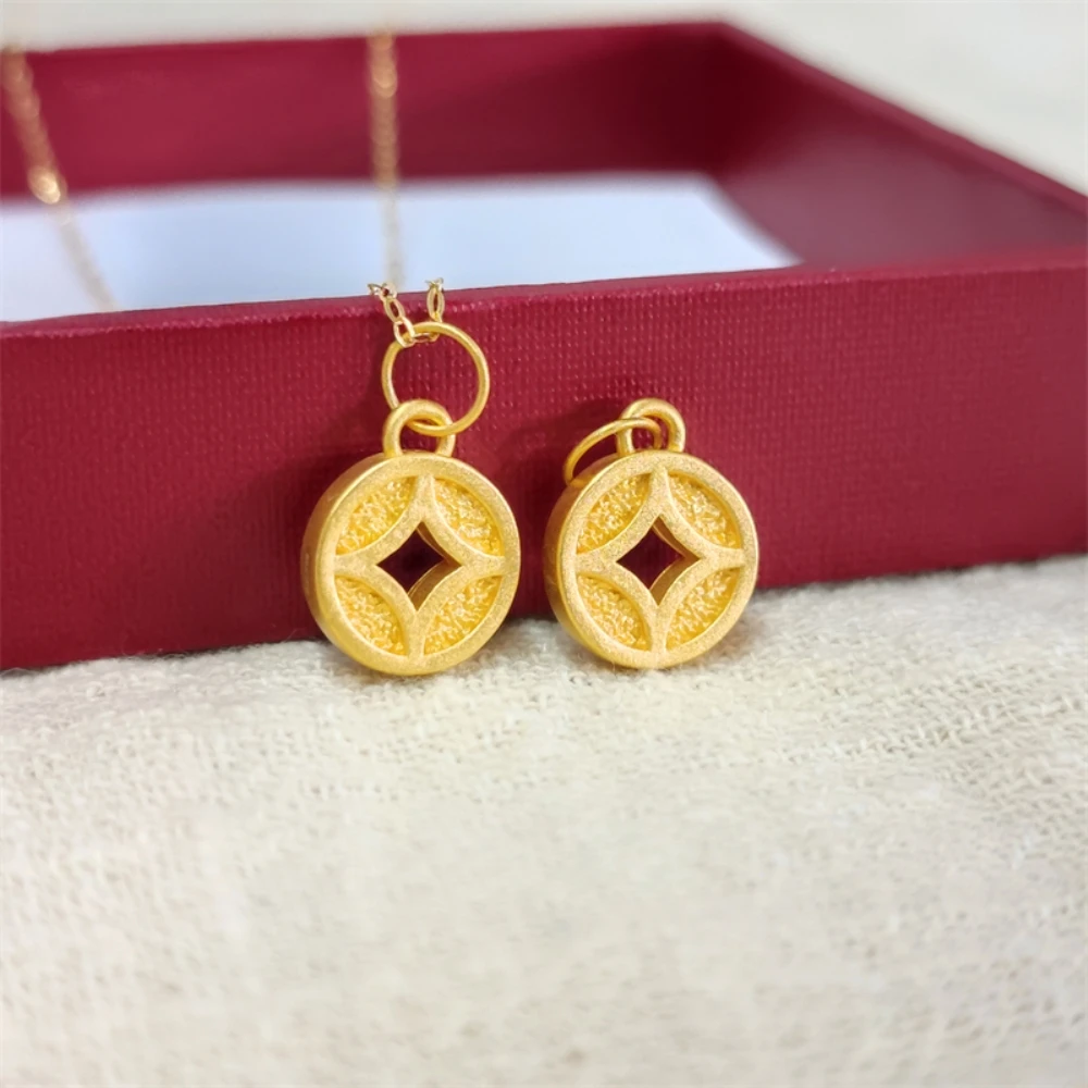 1 шт. Подвеска из настоящего желтого золота 24 К 3D подвеска в виде счастливой