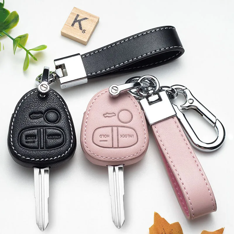 

Leather Car Key Cover Case for MITSUBISHI OUTLANDER PAJERO Lancer EX for Mitsubishi ASX leather Car 3 Buttons Key Chain