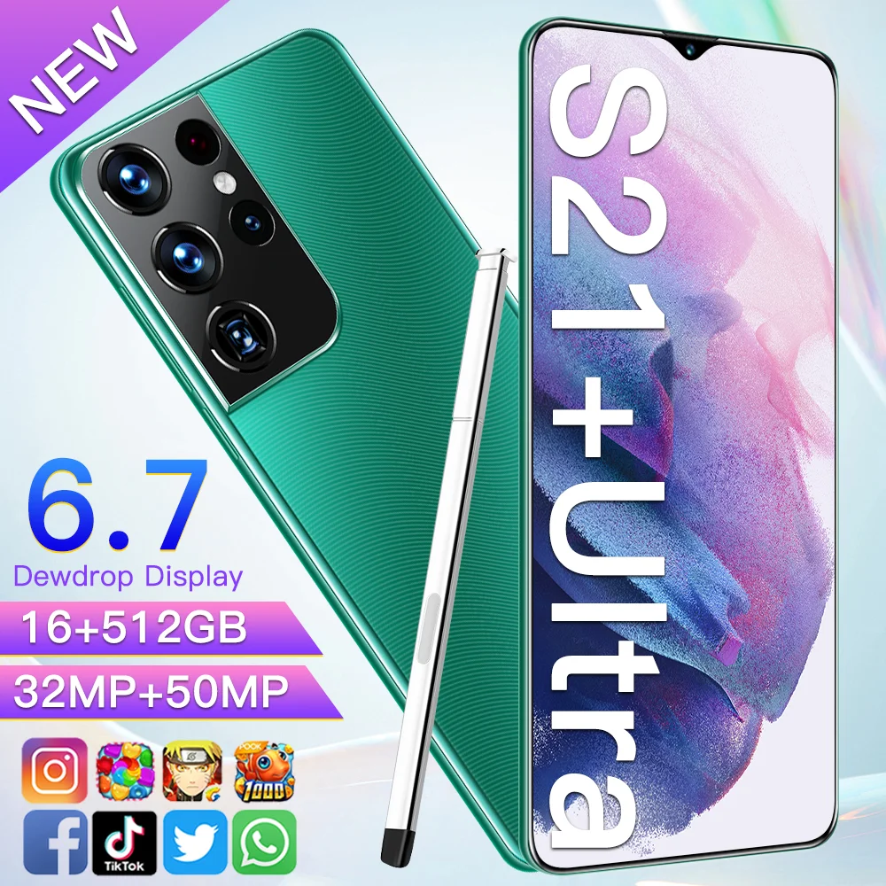 

Support Google WiFi GPS S21+Ultra 6.7-inch Smartphone 16G+512G 6800Mah HD Android Phone 32MP+50MP Camera Global 5G Cellphone