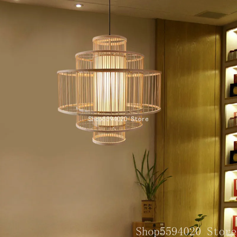 Бамбуковая лампа в китайском стиле художественная Люстра для Юго Восточной Азии