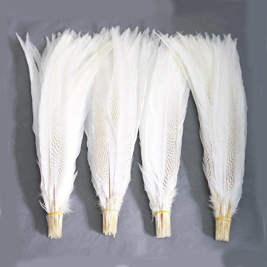 Натуральные серебряные Искусственные белые перья фазана для рукоделия