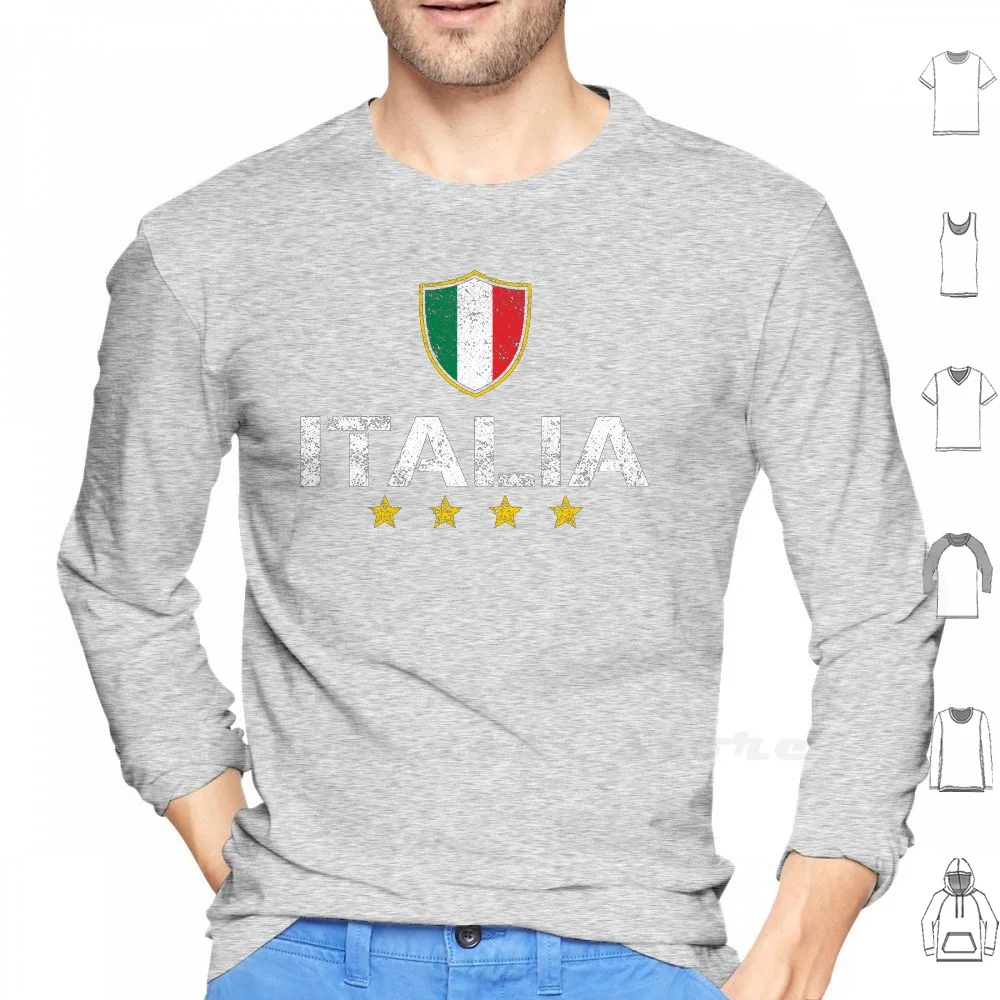 

Italia Hoodie Long Sleeve Italia Italy Soccer Football Italian Italian Flag Italian Pride Star Soccer Fan Calcio