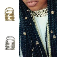 ear clip african wig spring dreadlock earring hollow embossed aluminum ring iron ring 5pcs