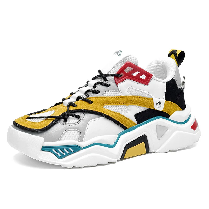 

Spring 2020 new casual shoes color matching couple thick bottom increased student shoes breathable sports fashion men's shoes