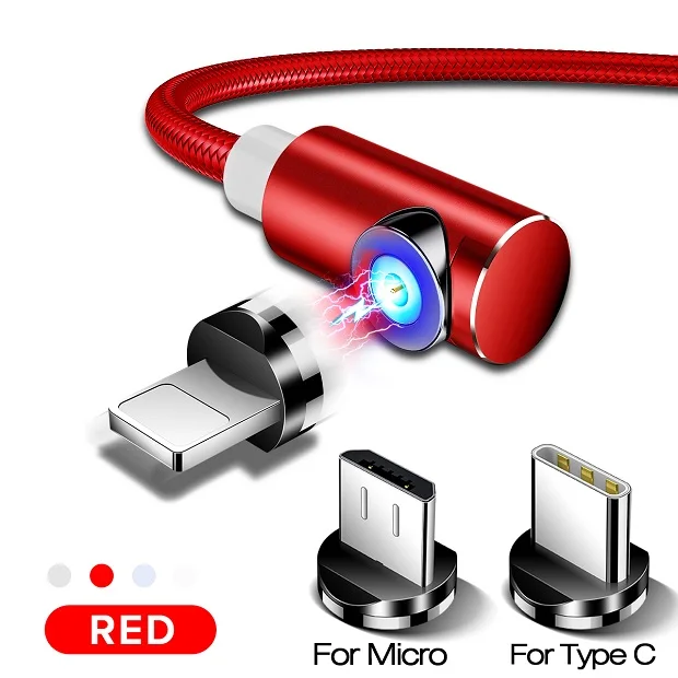 Red 3 plugs Магнитный кабель INIU для быстрой зарядки, USB кабель для iPhone XS 8, samsung, type C, зарядное устройство, магнит, Micro USB, Andriod, кабели для мобильных телефонов - Цвет: Red 3 plugs