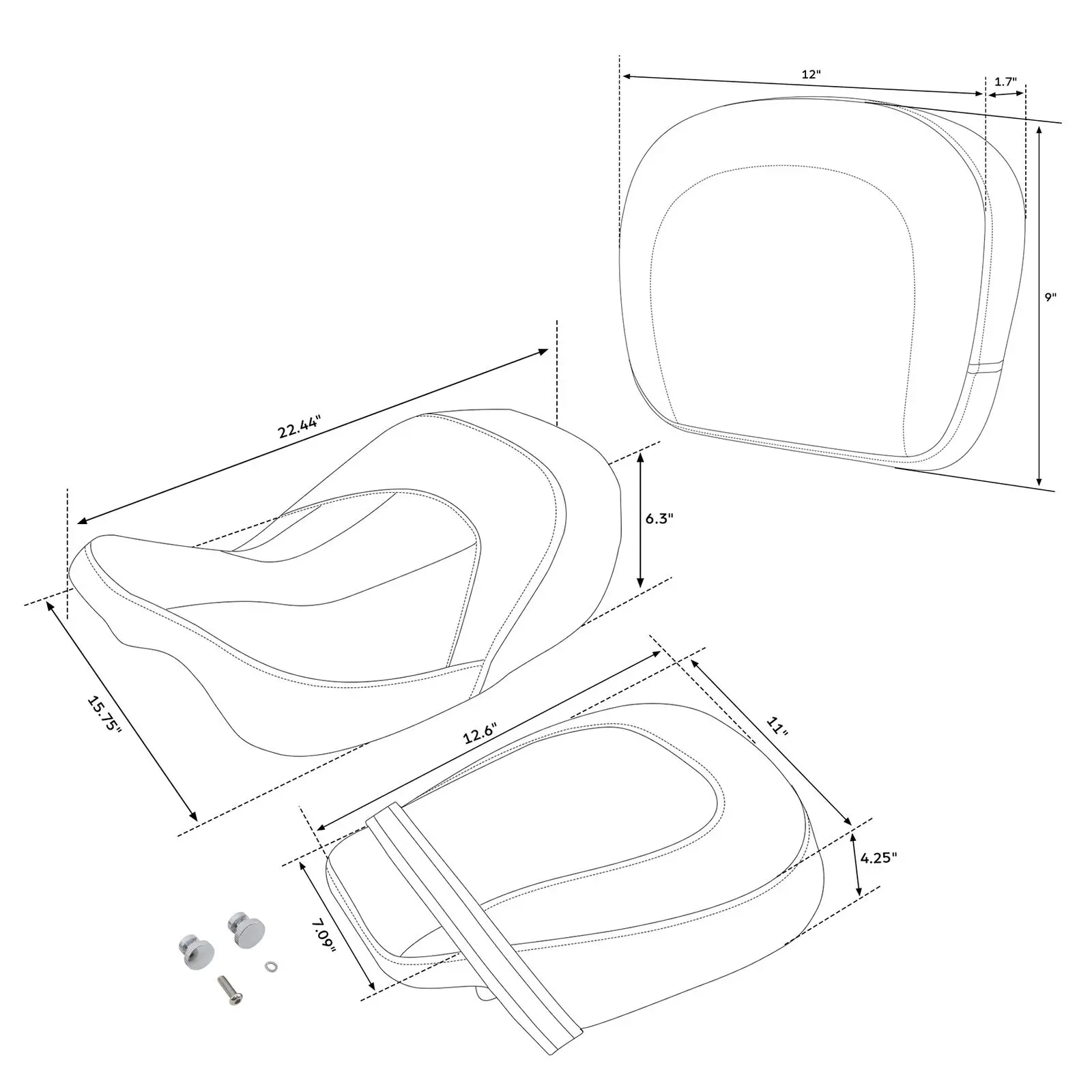 

Motorcycle Driver Passenger Seat with Backrest Pad For Harley Touring Street Glide Road Glide 2009-2021