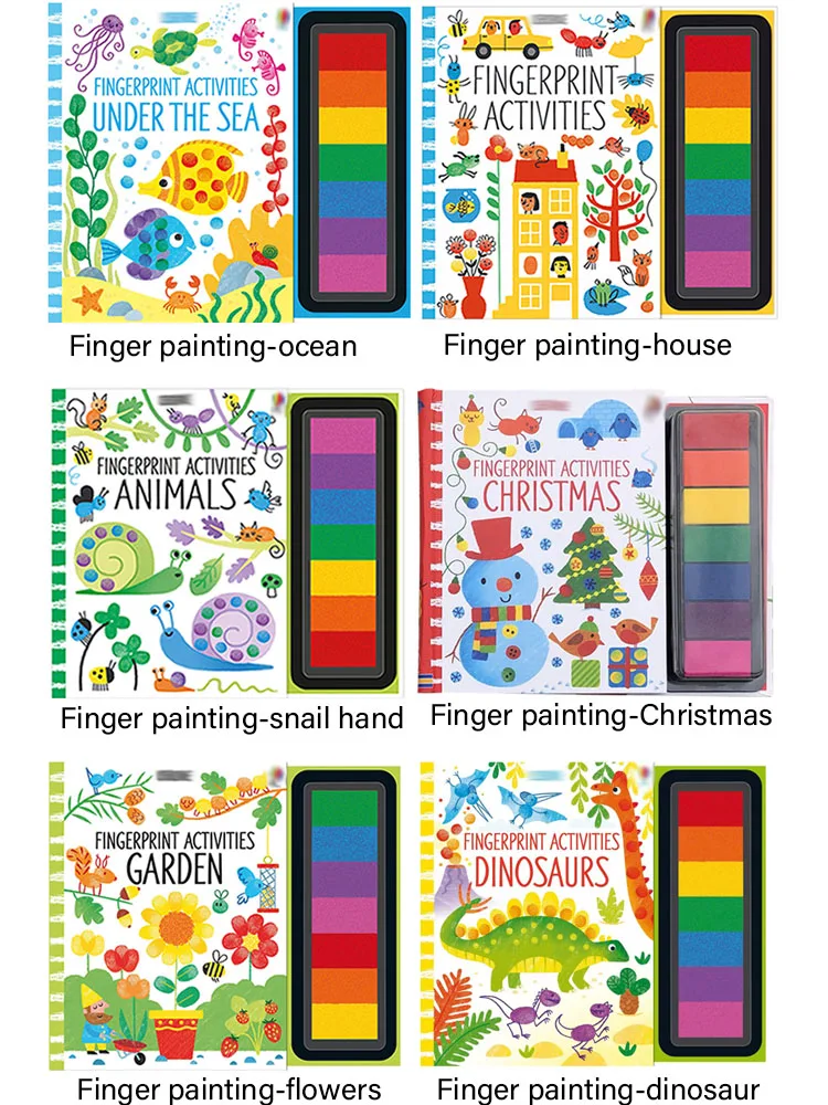 Пальчиковые граффити картина книга пигмент моющиеся Цвет Детские Обучающие