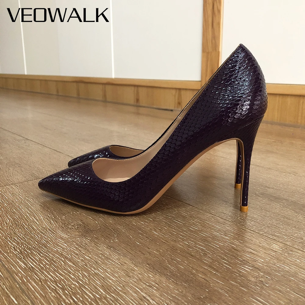 Женские туфли-лодочки Veowalk с острым носком и высоким каблуком 8 см 10 12 большой