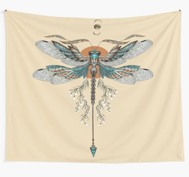 Дракон муха тату гобелен бохо мандала гобелены колдовство хиппи гостиной