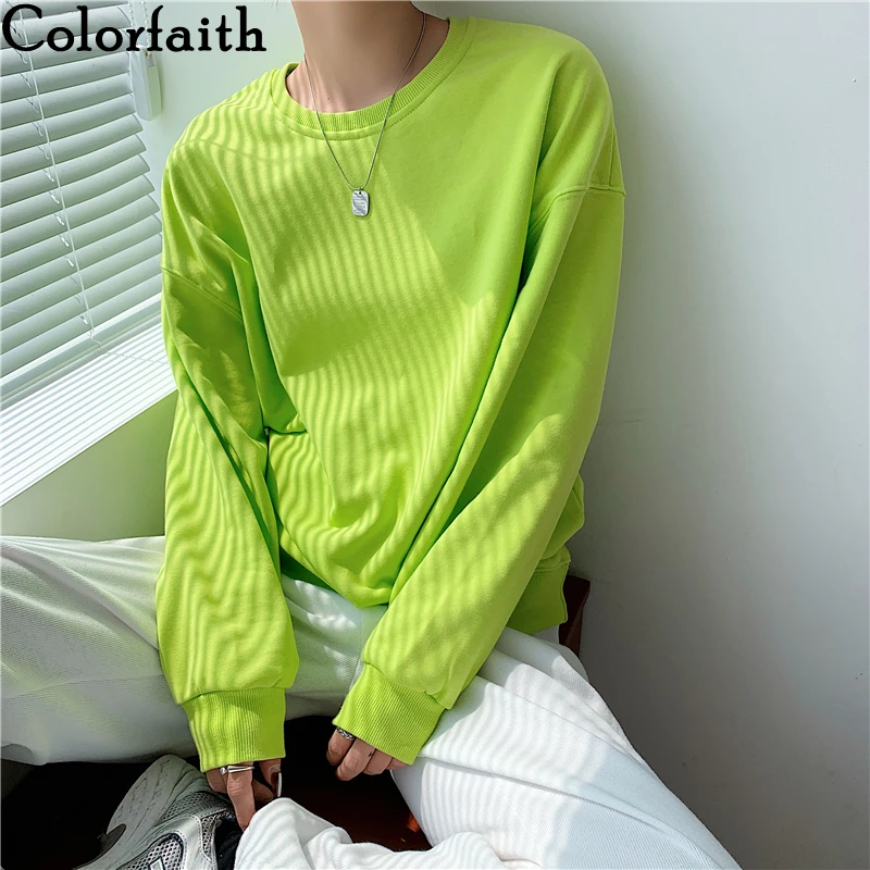 

Colorfaith Y2K New 2021 Autumn Winter Women Sweatshirts Pullovers Oversized Fashionable Korean Soild Pop Jumper Wild Tops SS15
