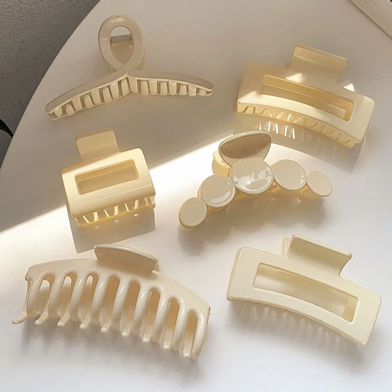 

Korean Beige Hair Claws Women Girls Acrylic Hair Clips Bath Ponytail Clip Claw Clip Hair Barrette Crab Hair Accessories Gifts