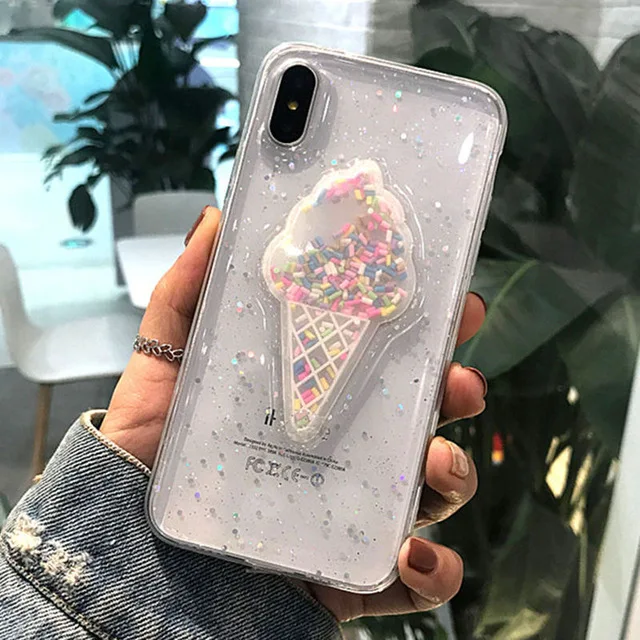 Милый розовый 3D динамический чехол для телефона с мороженым Iphone 6 6S 7 8 Plus