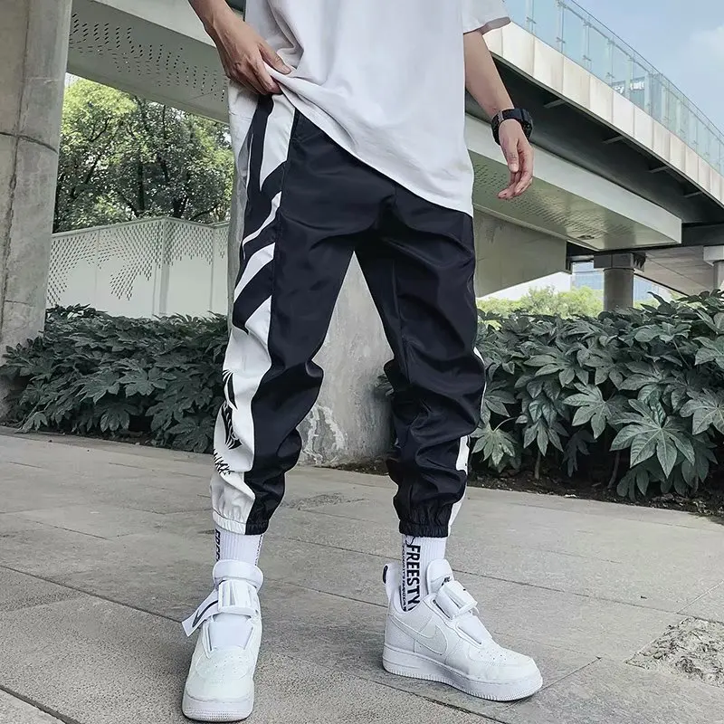 Осенние мужские брюки до щиколотки в стиле хип-хоп свободные джоггеры с принтом