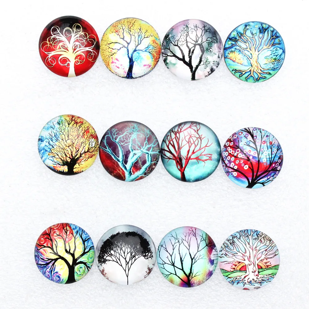 Круглые кабошоны с рисунком деревьев жизни разные варианты размеров от 8 мм до 30